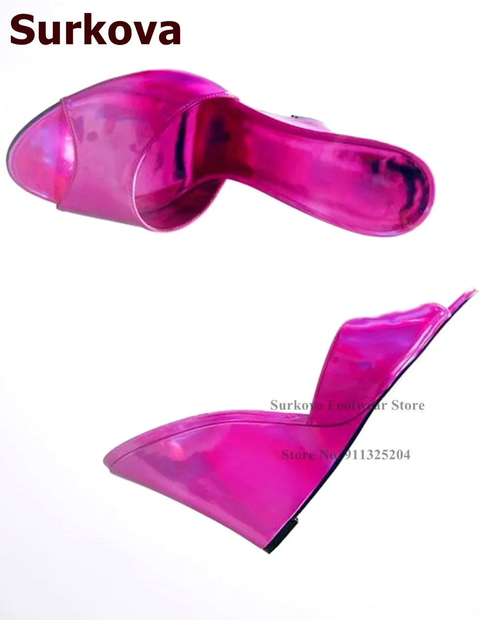 Women Shoes Size 7 - Surkova Hologram Yanardöner Fuşya Pembe Dolgu