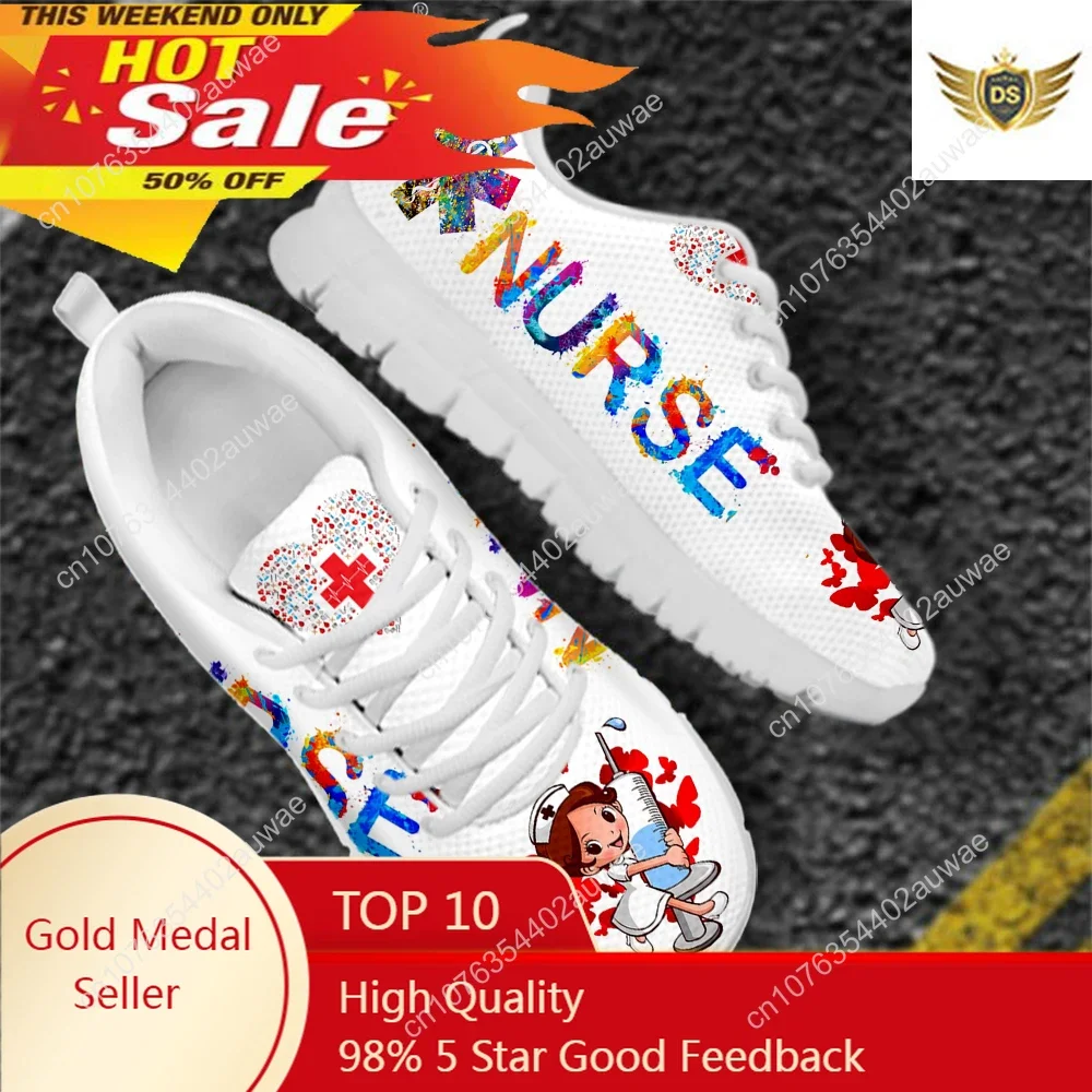 Women'S Shoes Nursing - Sevimli hastane karikatür hemşire desen spor