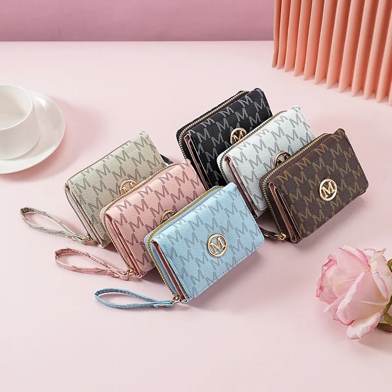 Women Shoes Zipper - Üç Katlı Fermuarlı Cüzdan, Harf Desenli,