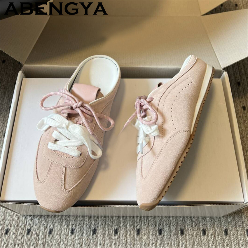 Women Shoes Running - Kadın bağcıklı rahat düz terlik yaz
