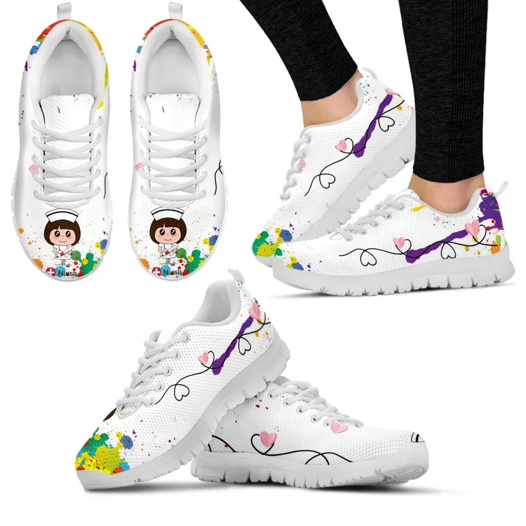 Women'S Shoes Nursing - Beyaz Hemşire Kız Aşk Desenli Kadın