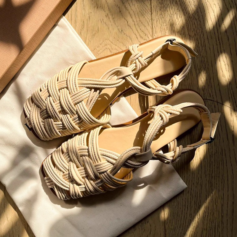 Women'S Shoes Hands Free - Vintage El dokuması Düz ​​tabanlı Roma