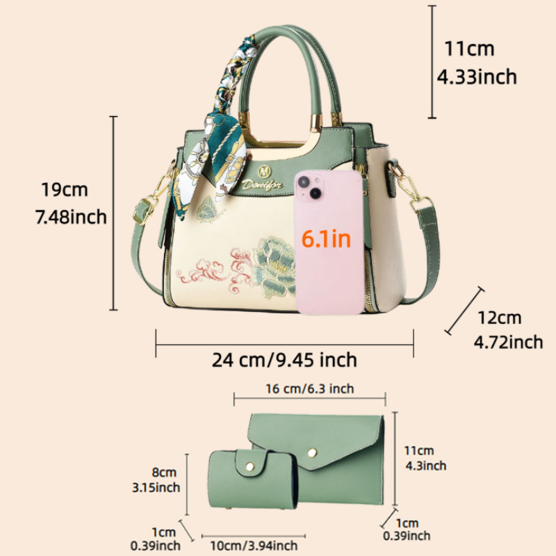 3 parçalı işlemeli çanta seti, - Women Shoes Zipper incelemesi ve fiyatı