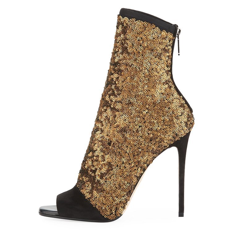 Patchwork BlingBling Peep Toe  - Women Shoes Zipper incelemesi ve fiyatı